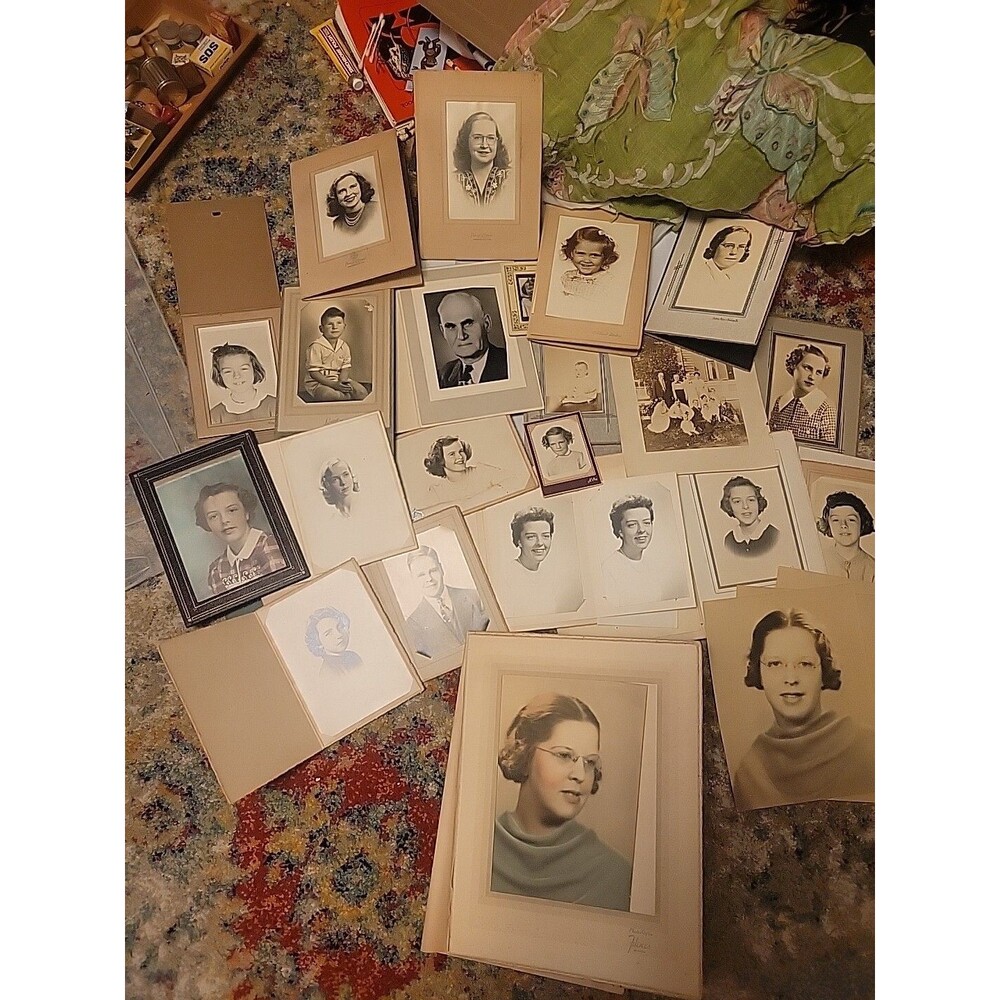 Lot 20+ Vintage 1940s 1950s Photographs Kids Girls Women Men Portraits Glasses